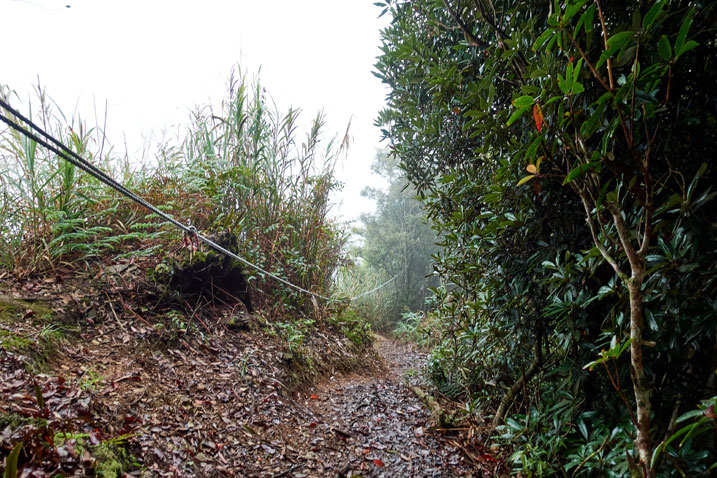Ridge trail with rope on left
