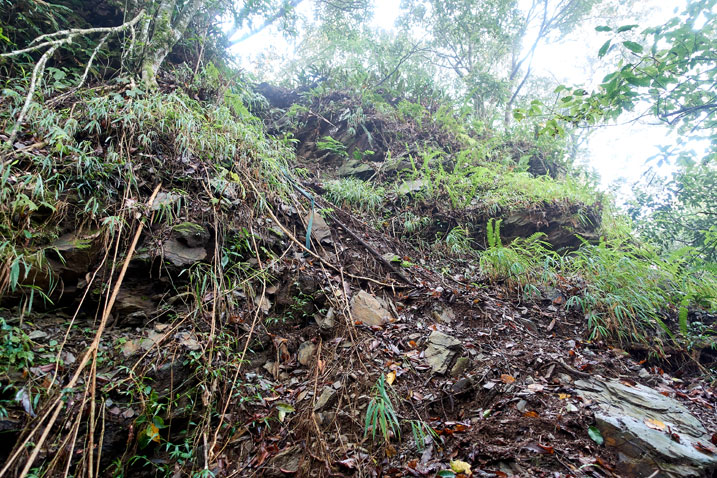 Steep trail going up - rocky with ropes