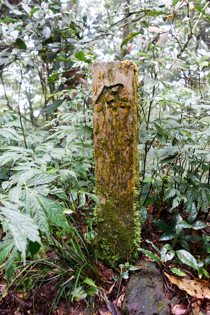 Stone marker with 保 written on it