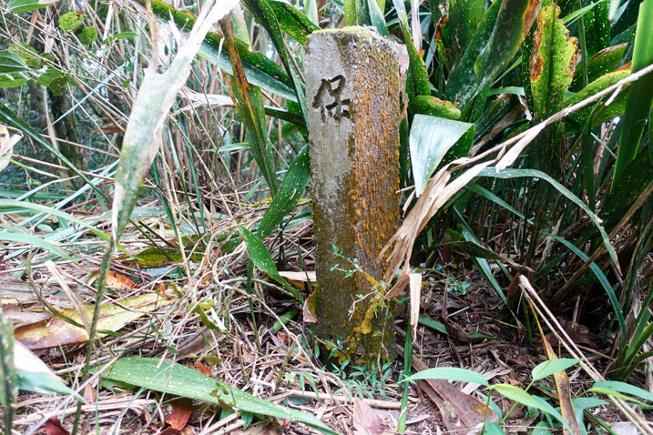 Stone marker with 保 written on it