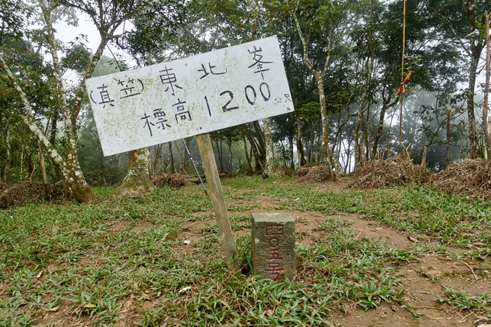 真笠山東北峰三角點與標誌