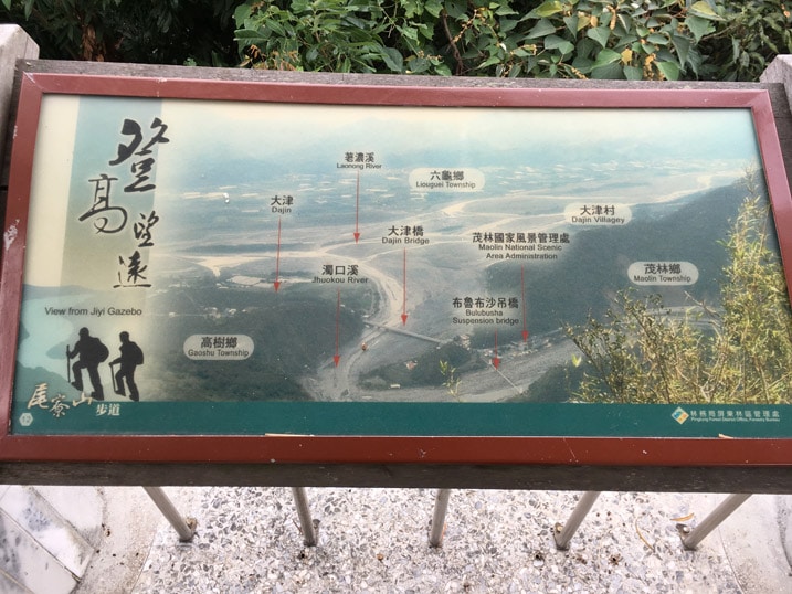 尾寮山健行 - 地圖顯示各山峰與地名