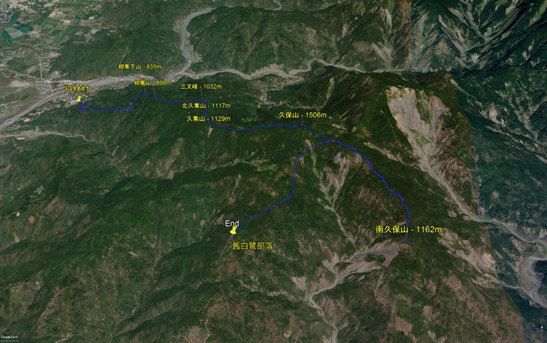 Post featured image - google earth map of hike